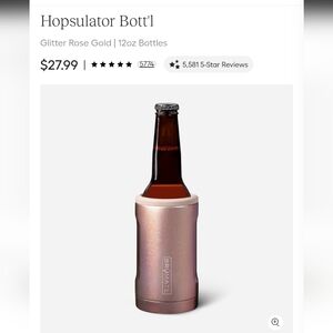 NEW Brumate Hopsulator Bott'l, 12oz Glitter Rose Gold